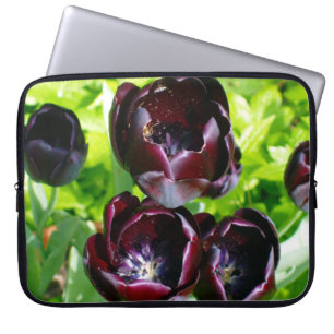 Vintages holländisches Lila Green Black Tulips Fot Laptopschutzhülle
