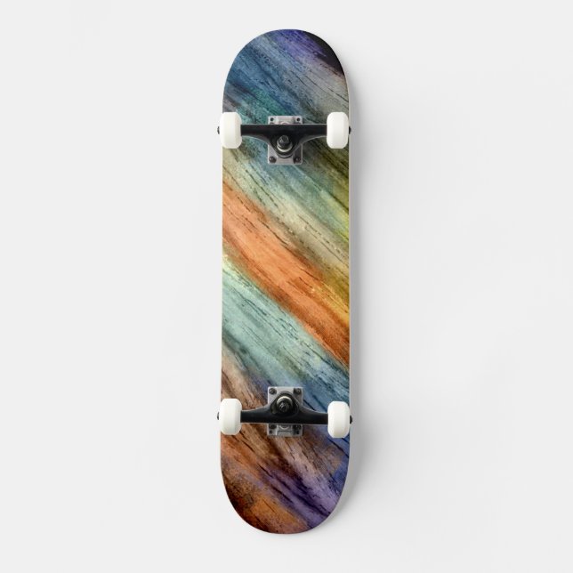 Vintages Holz Abstrakt Art 3 Skateboard (Vorderseite)
