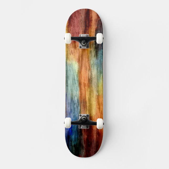 Vintages Holz Abstrakt Art 4 Skateboard (Vorderseite)