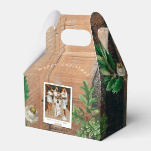 Vintages Holz Acorn Weihnachtsfeiertag Foto Geschenkschachtel