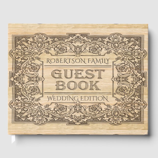 Vintages Holzburnt-Gästebuch Gästebuch (Vorderseite)