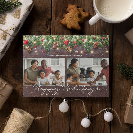 Vintages Holzhappy Urlaub 2 Foto Feiertagskarte