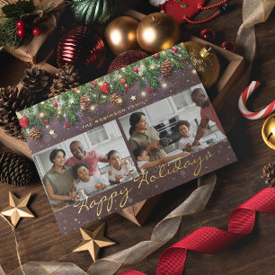 Vintages Holzhappy Urlaub 2 Foto Folien Feiertagskarte