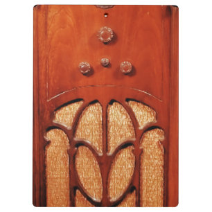 Vintages Holzradio, schön, Retro, schick, elegant, Klemmbrett