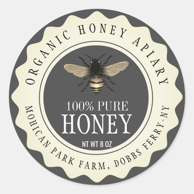 Vintages Honey Jar Custom Label Runder Aufkleber (Vorderseite)