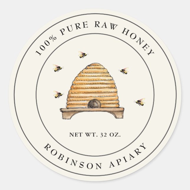 Vintages Honigbienensiegel Runder Aufkleber (Vorderseite)