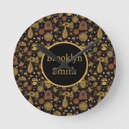 Vintages Honigwabenkraut-Kinderzimmer Runde Wanduhr