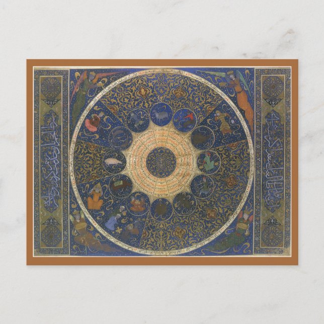 Vintages Horoskop, antik-islamischer Zodiak Postkarte (Vorderseite)