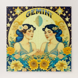 Vintages Horoskop-Zeichen Gemini Twins Celestial Puzzle