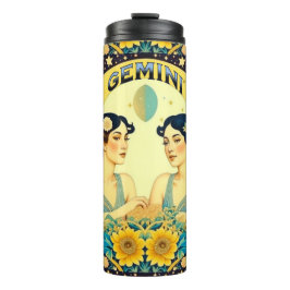 Vintages Horoskop-Zeichen Gemini Twins Celestial Thermosbecher