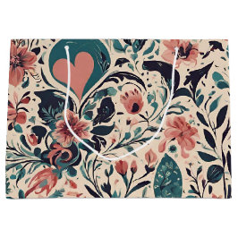 Vintages Hörpapier blühend Große Geschenktüte