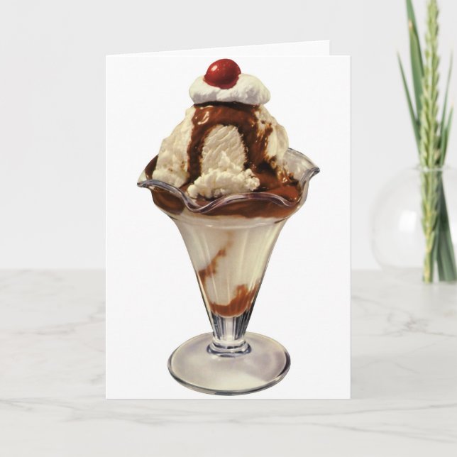 Vintages Hot Fudge Ice Karte (Vorderseite)