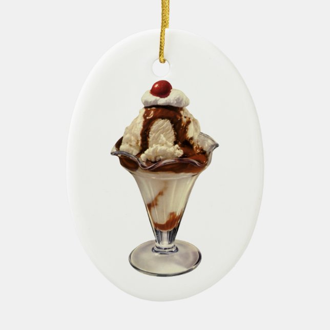 Vintages Hot Fudge Ice Keramik Ornament (Vorne)