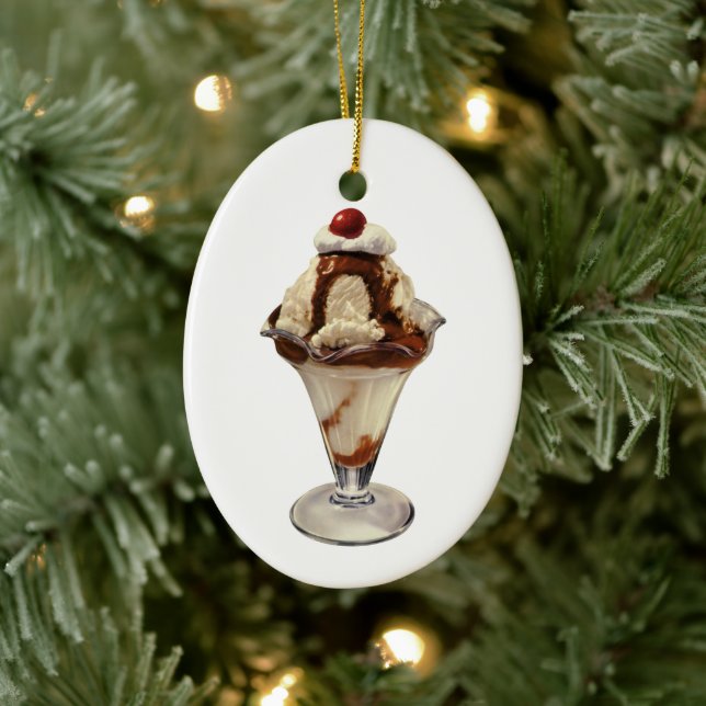 Vintages Hot Fudge Ice Keramik Ornament (Baum)