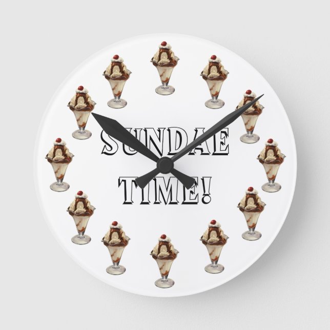 Vintages Hot Fudge Ice Runde Wanduhr (Vorderseite)