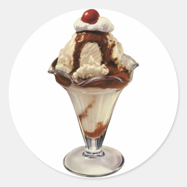 Vintages Hot Fudge Ice Runder Aufkleber (Vorderseite)