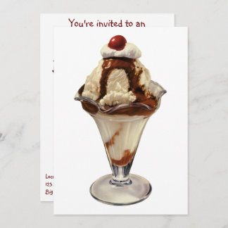 Vintages Hot Fudge Sundae Geburtstagsparty Einladu Einladung