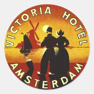 Vintages Hotel Amsterdam der Runder Aufkleber