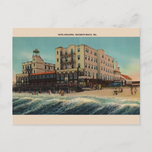 Vintages Hotel Henlopen RehoBeide Beach Postkarte (Vorderseite)
