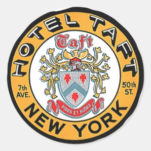 Vintages Hotel Taft der Reise-Gepäck-Aufkleber-NYC Runder Aufkleber