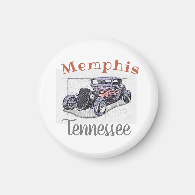 Vintages Hotrod "Memphis Tennessee" Magnet (Vorne)