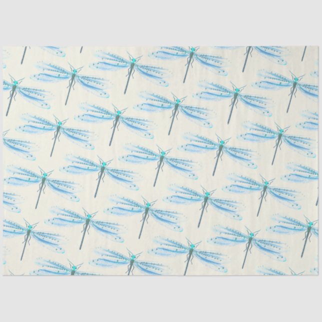 Vintages Hübsches Blaues Damselfly-Musterfahrzeug Seidenpapier (Vorderseite)