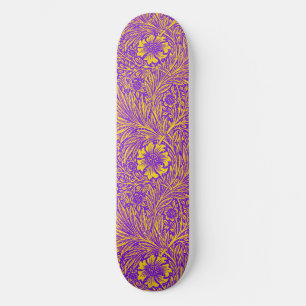 Vintages hübsches lila-gelbes Blumenmuster Skateboard
