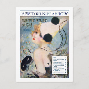 Vintages Hübsches Mädchen ist wie eine Melodie Postkarte