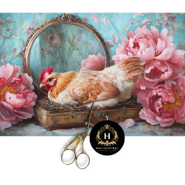 Vintages Huhn Pink Peongs Mirror Decoupage Seidenpapier