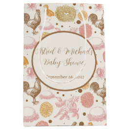 Vintages Hühnchen & Eierflora Baby Dusche Mittlere Geschenktüte