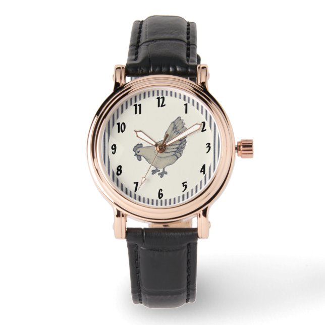 Vintages Hühnchen und gestreifte Knöchel Armbanduhr (Vorderseite)
