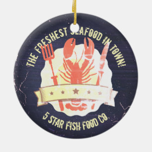 Vintages Hummergabelmesser-Tafel Weihnachten Keramik Ornament