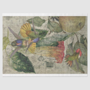 Vintages Hummingbird Collage Tissue Seidenpapier