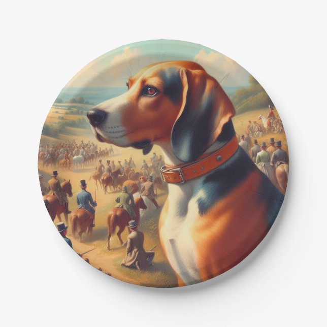 Vintages Hundbild Pappteller (Vorderseite)