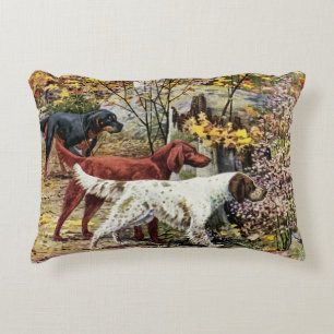 Vintages Hundesetzer-Trio Zierkissen