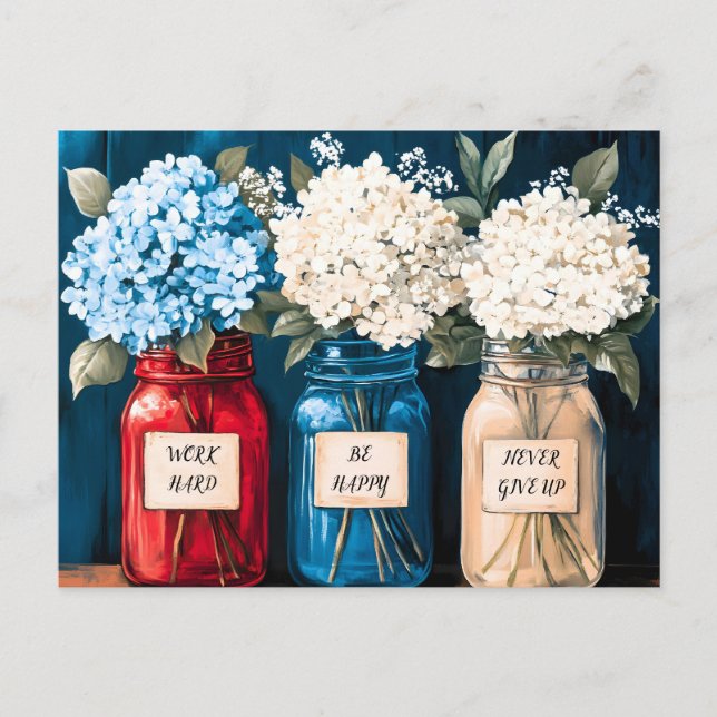 Vintages Hydrangea-Trio Feiertagspostkarte (Vorderseite)