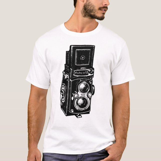 VINTAGES ILLUSTRATION Kamera-Mann-T-Shirt T-Shirt (Vorderseite)