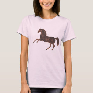 Vintages Illustriertes Pferd auf rosa T - Shirt