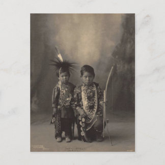Vintages Indian: Zwei kleine Braves, Sac & Fox - Postkarte