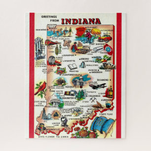 Vintages Indiana 16x20 Karte Puzzle