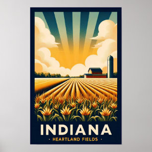 Vintages Indiana Farm Landschaftspopster Poster