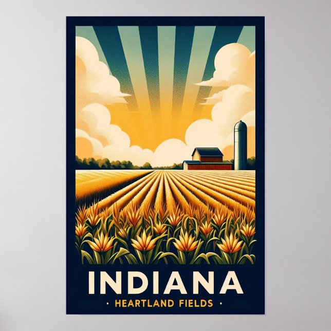 Vintages Indiana Farm Landschaftspopster Poster (Vorne)