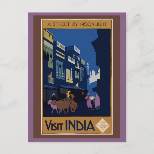 Vintages Indien Retro-Reisen Tourismus Postkarte (Vorderseite)