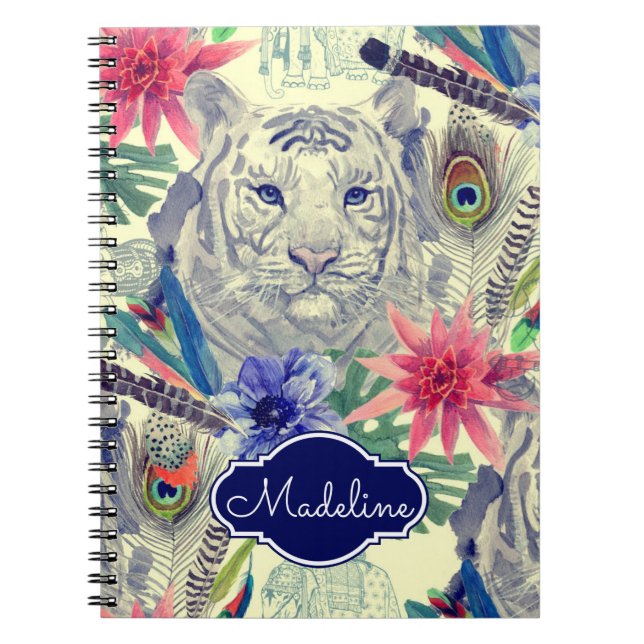 Vintages indisches Art-Tiger-Muster | addieren Notizblock (Vorderseite)