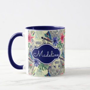Vintages indisches Art-Tiger-Muster   addieren Tasse