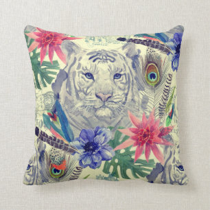 Vintages indisches Art-Tiger-Muster Kissen