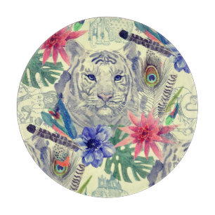 Vintages indisches Art-Tiger-Muster Schneidebrett