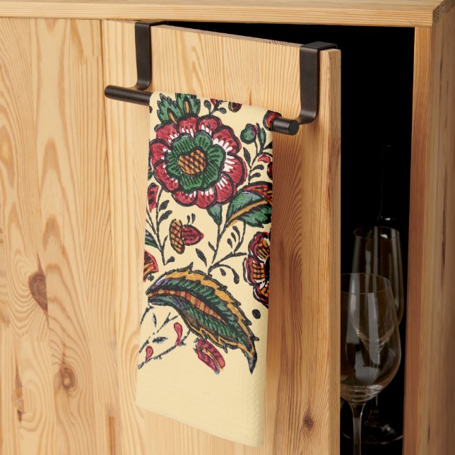 Vintages indisches Cotton Chintz Fabric Geschirrtuch (Drittel gefaltet)