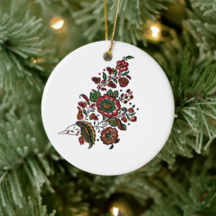 Vintages indisches Cotton Chintz Fabric Keramik Ornament