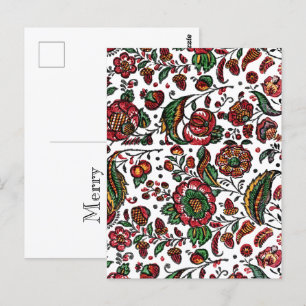Vintages indisches Cotton Chintz Fabric Postkarte